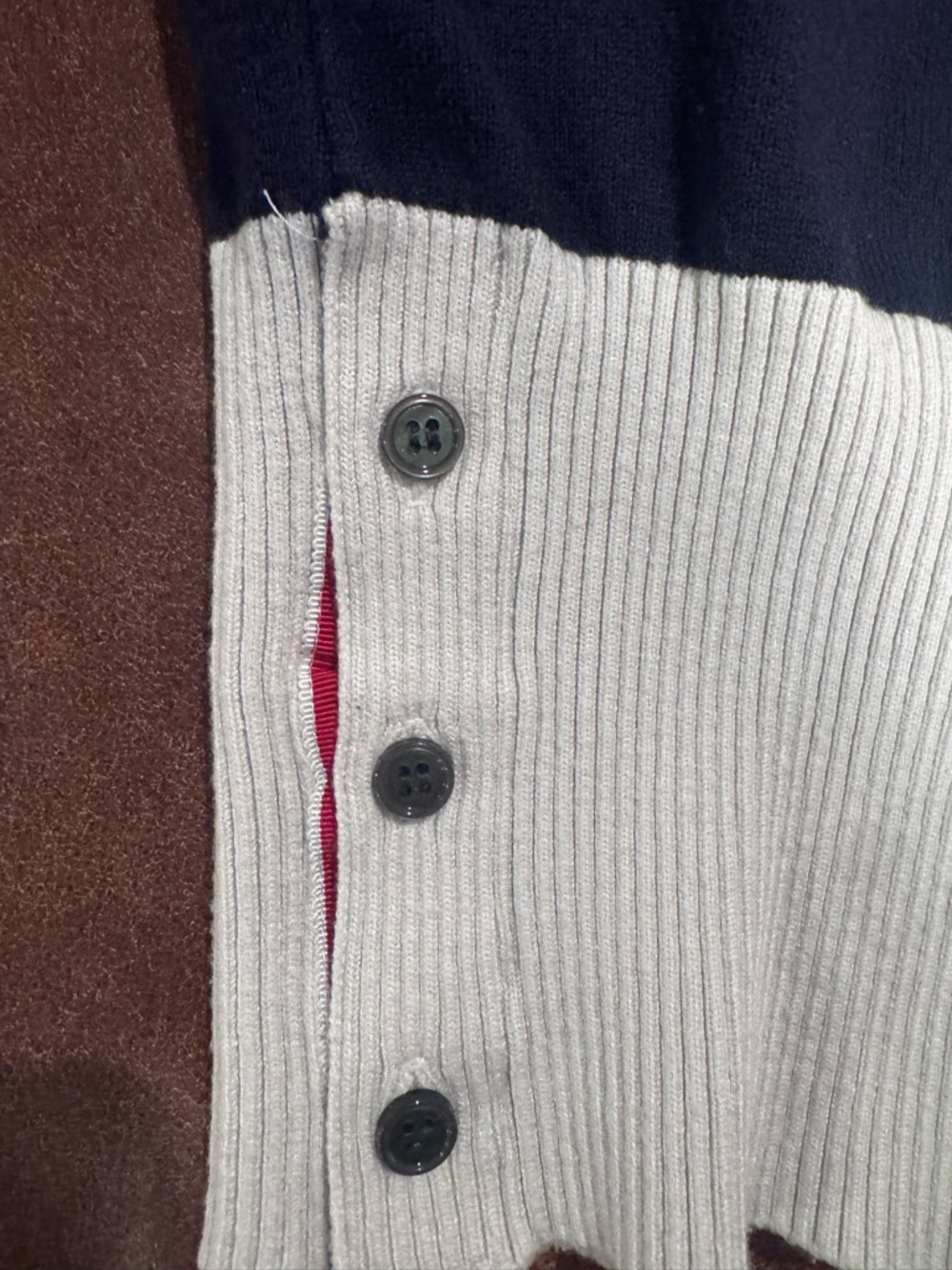 Thom Browne Milano Colorblock Crewneck Sweater - Navy, Gray & Cream - Picture 6 of 11